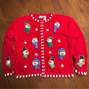 Vintage Carolina Colours red knit Christmas holiday sweater womens sz medium